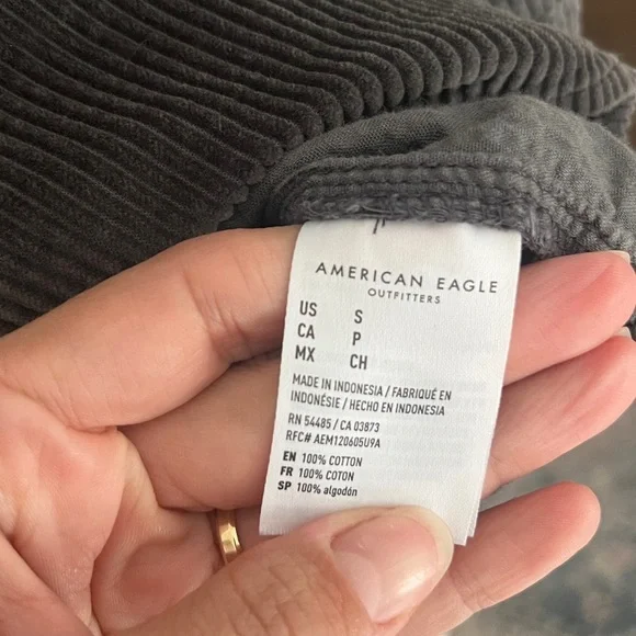 American Eagle Gray Corduroy Oversized Shirt Jacket Shacket size small - Picture 5 of 6
